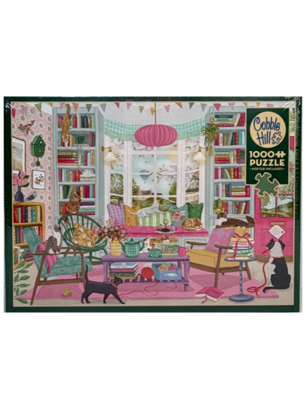NEW Cobble Hill Bookclub 1000 Piece Jigsaw Puzzle Books Cats